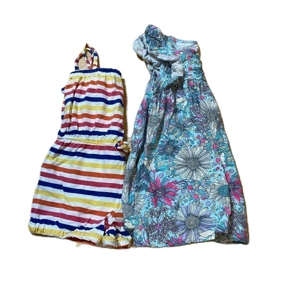 Sz 4 Dress Romper Bundle Gap Striped Oshkosh Blue Floral Ruffle Kids Girls